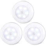 Rörelsesensorlampor inomhus, batteridriven LED-lampa för under skåp, skåp, garderob, trappor, garderob, kök, hall 3-pack