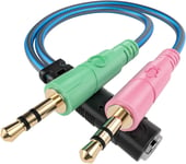 Adaptateur Jack Micro Casque Audio Stéréo 3,5Mm Splitter Femelle À 2 Double Mâle Câble Adaptateur Y En Nylon Tressé Compatible Avec Pc, Ordinateur, Ecouteur, Haut-Parleur, Enceinte[CAS310295]