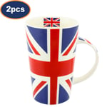 Union Jack Latte Mug Fine China British Flag Design UK Microwave Safe 325ml 2Pcs