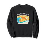 Retro Bondi Beach Original Palm Tree Ocean Wave Novelty Art Sweatshirt