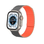 Strap-it Bracelet silicone magnétique - compatible pour Apple Watch Ultra (gris/orange) - Apple Watch Ultra - 49mm