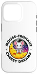 Coque pour iPhone 16 Pro Souris Astronaute Cheesy Dreams Cute Kawaii Moon Space Graphic