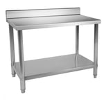 Royal Catering Arbeidsbenk i rustfritt stål - 120 x 60 cm Beskyttelseskant 137 kg