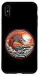 Coque pour iPhone XS Max Sea Dragon #17 Tête au-dessus des vagues Coucher de soleil rouge rétro