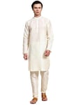 SKAVIJ Kurta Pajama Set for Men Indian Ethnic Party Wear Dress Offwhite S