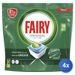 4x Fairy Dishwasher Tablets 19 Pieces All In One Classic