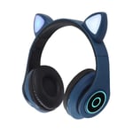 Casque sans fil Bluetooth chat oreille lueur lumiere st¿r¿o basse casques enfants Gamer fille cadeaux PC t¿l¿phone casque de jeu pour IPad-bleu_XINENGJI