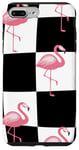 Coque pour iPhone 7 Plus/8 Plus Pink Flamingo Checker Black & White Pink Checkered Flamingo