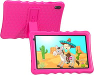 BYYBUO Kids Tablet, 10.1 inch Android 13 Tablet for Kids, 4GB RAM 32GB ROM 5000mAh Battery, Toddler Tablets with Bluetooth, WiFi, Parental Control, Dual Camera, Shockproof Case (Pink)