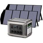 R2500 centrale électrique Générateur solaire 2016 Wh ,4 sorties ca de 2500 w, station d'alimentation portable avec 2 panneaux solaires 140 w pour