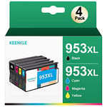 953XL Pack de 4 Cartouches d'encre Compatible Remplacement pour HP 953 XL pour Officejet Pro 7740 8710 8715 8718 8719 8720 8725 8730 8740 8218 953 XL (Noir Cyan Magenta Jaune)