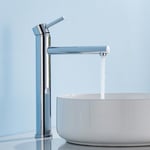 Mitigeur Lavabo Haut Robinet pour Vasque à Poser Salle de Bain à Une Poignée avec Hauteur de Bec de 225mm Fabriqué en Acier Inoxydable Chromé