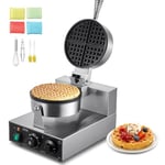 VEVOR Gaufrier Commercial 1230 W, Appareil à Gaufre Ronde en Acier Inoxydable, Machine à Gaufre Antiadhésive, avec Contrôle de la Température et du Temps, pour Restaurant Boulangerie Snack Bar