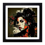 Amy Winehouse Bauhaus Framed Wall Art Print, Ready to Hang Picture for Living Room Bedroom Home Office, Black 18 x 18 Inch (45 x 45 cm)