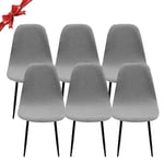 Jaotto Housse de Chaise Scandinave Lot de 6, Housse de Chaise de Salle à Manger Scandinaves Extensible,Jacquard Diagonal Couverture de Chaise Élastique Universel pour Décoration de Maison,Gris Pâle