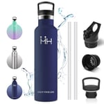 Vikaster Bouteille acier inoxydable, Thermos 1000ml, Gourde Avec Paille, Gourdes Sans BPA, Gourde Enfant & Adulte pour Sport, école, Gym, Bureau, Voyage