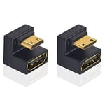 Maxhood U Shaped Mini HDMI to HDMI Adapter, 180 Degree Angled Mini HDMI Male to HDMI Female Adapter for 8K/4K 3D 1080P Digital Cameras, Monitors, DVRs (Up Down Angled Mini HDMI 2.1 Adapter)