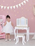 Teamson Kids Fantasy Fields Fashion Polka Dot Print Vanity Set With Led Mirror