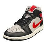 Nike Air Jordan 1 Mid Womens Fashion Trainers in Black Grey - 8.5 UK