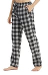 YUSHOW Lot de 1 Bas de Pyjama Femme Flanelle Pyjamas Hiver à Carreaux Pantalon de Pyjama Nuit Chaud avec Poches Doux et Confortable,Gris,S