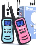 QNIGLO Talkie Walkie Rechargeables pour Enfants, Talkies-Walkies Radio 2 Voies Longue Portée 8 Canaux avec Fonction Vox, Lampe de Poche Cadeau pour Filles Garçons de 3 à 12 Ans (RoseBleu)