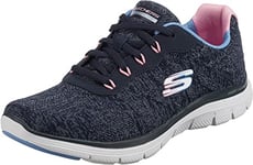 Skechers Flex Appeal 4.0, Basket Femme, Bleu Marine, 42 EU