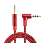 CableCreation 3.5mm jack Aux Cable Audio TRRS Male to Male Right Angle HiFi Stereo Cable Support Listening &amp; Microphone voiture, câble auxiliaire rouge TRRS- 1m