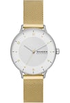 Skagen Riis Montre pour Femmes, Mouvement à Quartz, Bracelet en Acier Inoxydable Ou en Cuir, Ton Or et Ton Argent, 36Mm