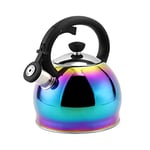 SHANGZHER 304 Stainless Steel Coffee Tea Kettles Whistling Kettle for Gas Hob Induction Gas Kettle with Whistle Stovetop Kettles 2 Liter Rainbow Color