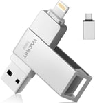 Cle Usb 256 Go Pour Iphone Apple Certifié, Clé Usb C Lightning Clef Usb 3.0 Photo Stick Stockage Externe Pour Ipad Mac Ios Otg Android Mobile Pc Avec Mfi Lightning, Usb 3.0, Type C 3 In 1[Q152]