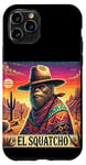 Coque pour iPhone 11 Pro El Squatcho Bigfoot Cowboy Sunset Funny Western Sasquatch