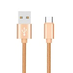 Pack of 3 Type C Nylon Metal Cables for Samsung Galaxy S10 Android Smartphone Charger Connector (Gold)