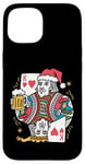 Coque pour iPhone 15 King Of Hearts With Beer Jeu de cartes vintage pour amateur de bière