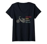 Womens Charge Ride Camp Relax Electric Bicycle Fun V-Neck T-Shirt