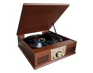 Sunstech PXR32, Tourne-Disque Vintage, Lecteur Vinyle et Lecteur de Musique Via Bluetooth, USB, Cartes mémoire SD et Connexion auxiliaire. Tuner Radio FM. 2 Haut-parleurs. Bois.