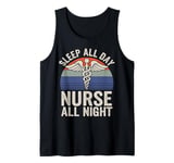 Retro Sleep All Day Nurse All Night Funny Night Shift Nurse Tank Top