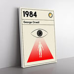 Book Cover 1984 George Orwell Modern Canvas Wall Art Print Ready to Hang, Framed Picture for Living Room Bedroom Home Office Décor, 76x50 cm (30x20 Inch)