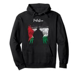 Palestine Flag Dad On Back Side Palestinian Angel Kids Wings Pullover Hoodie