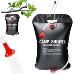 Groofoo - Sac de Douche Solaire Camping, 20L Douche Pliable Portable Extérieur, Voyage Chauffé à L'énergie Solaire Eau Chaude avec Flexible Amovible