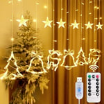 Rideau lumineux de Noël, guirlande lumineuse de Noël, renne, arbre étoilé, intérieur et extérieur, 8 modes usb, décoration de Noël