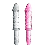 Glossy Toys Gode en Verre avec Poignée N°12 - Couleur : Rose