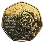 2021 ALICE'S ADVENTURES IN WONDERLAND Isle of Man 24ct Gold Plated The Mad Hatter “I am under no obligation to make sense to you” 50p Fifty Pence Coin with Airtile Capsule Holder