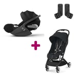 Cybex Pack Poussette Duo Orfeo Magic Blanc + adaptateurs Coque Cloud T i-Size Sepia Black