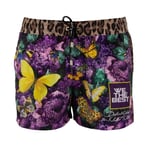 DOLCE & GABBANA x DJ KHALED  Leopard Bag Beachwear Swim Shorts Purple Brown