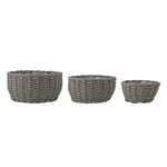 Bloomingville - Set of 3 - Fioria Flowerpot, Grey, Polyrattan (82056823)