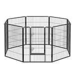 Feandrea Parc pour Chien, Enclos pour Chiot, Clôture, Chenil, Cage, 8 Panneaux, Double Verrou en L, Chaque Panneau 77 x 100 cm, Intérieur, Extérieur, Jardin, Chien, Lapin, Poule, Noir PPK81H