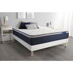 Ensemble matelas Latex+Mémoire de forme actilatex max 140x190 cm Maxi épaisseur 7zones de confort + sommier kit blanc