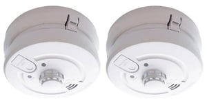 2 x Deta 1171 Combined Optical Smoke & Heat Alarms Mains Lithium Battery Back Up