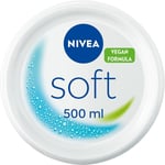 2 x NIVEA Soft Moisturising Cream For Face Body & Hands Vitamin E Jojoba 500ml