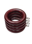 Homeelabador 45mm Wooden Curtain Hanging Ring hooks with Eyes Mahogany Red Curtain Rings Pack of 6.